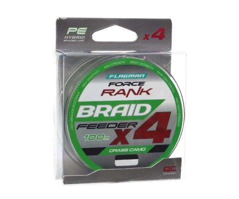 FLAGMAN Шнур FORCE RANK FEEDER BRAID Х4 Grass Camo 100m 0,12mm 3