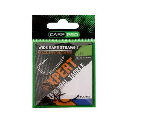 CARP PRO Крючок Карповый WIDE GAPE STRAIGHT № 6 Black Teflon